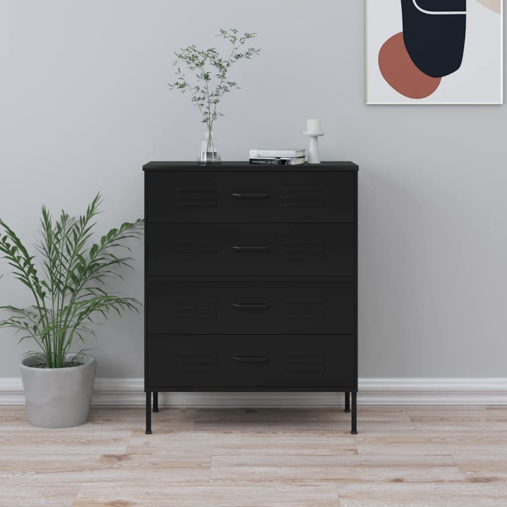 Commode Noir 80x35x101,5 cm Acier Commodes vidaXL   