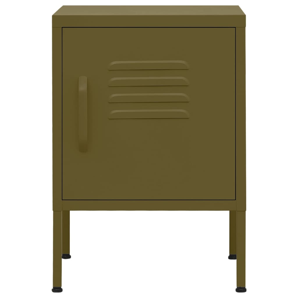 Table de chevet Vert olive 35x35x51 cm Acier - XIOS