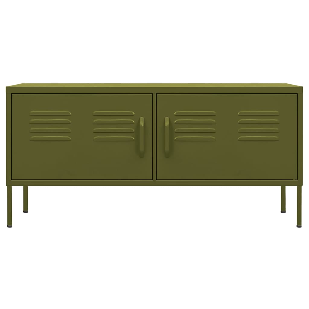 Meuble TV Vert olive 105x35x50 cm Acier Meubles TV vidaXL   