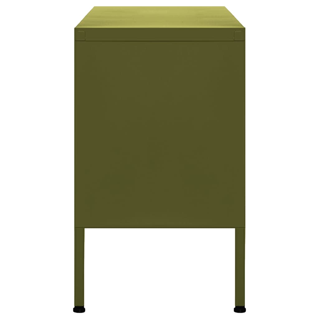 Meuble TV Vert olive 105x35x50 cm Acier Meubles TV vidaXL   