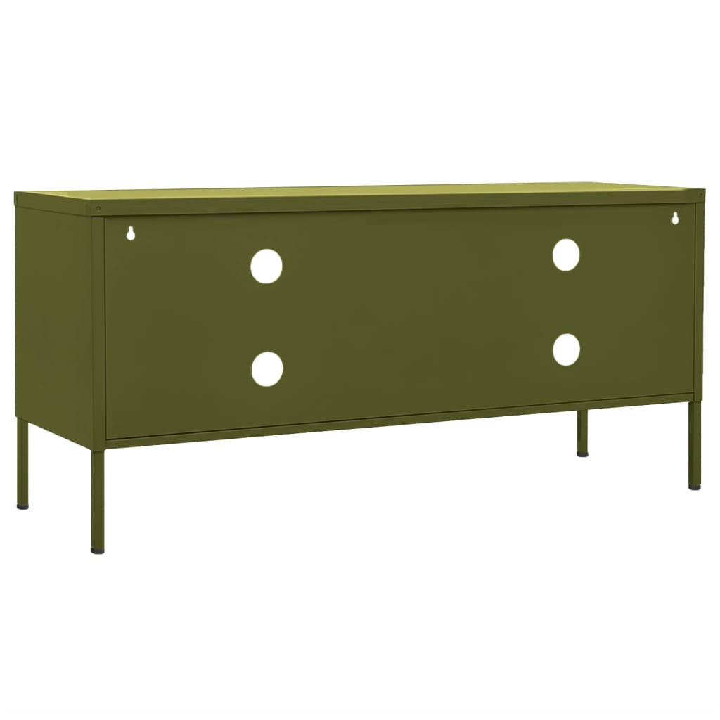 Meuble TV Vert olive 105x35x50 cm Acier Meubles TV vidaXL   