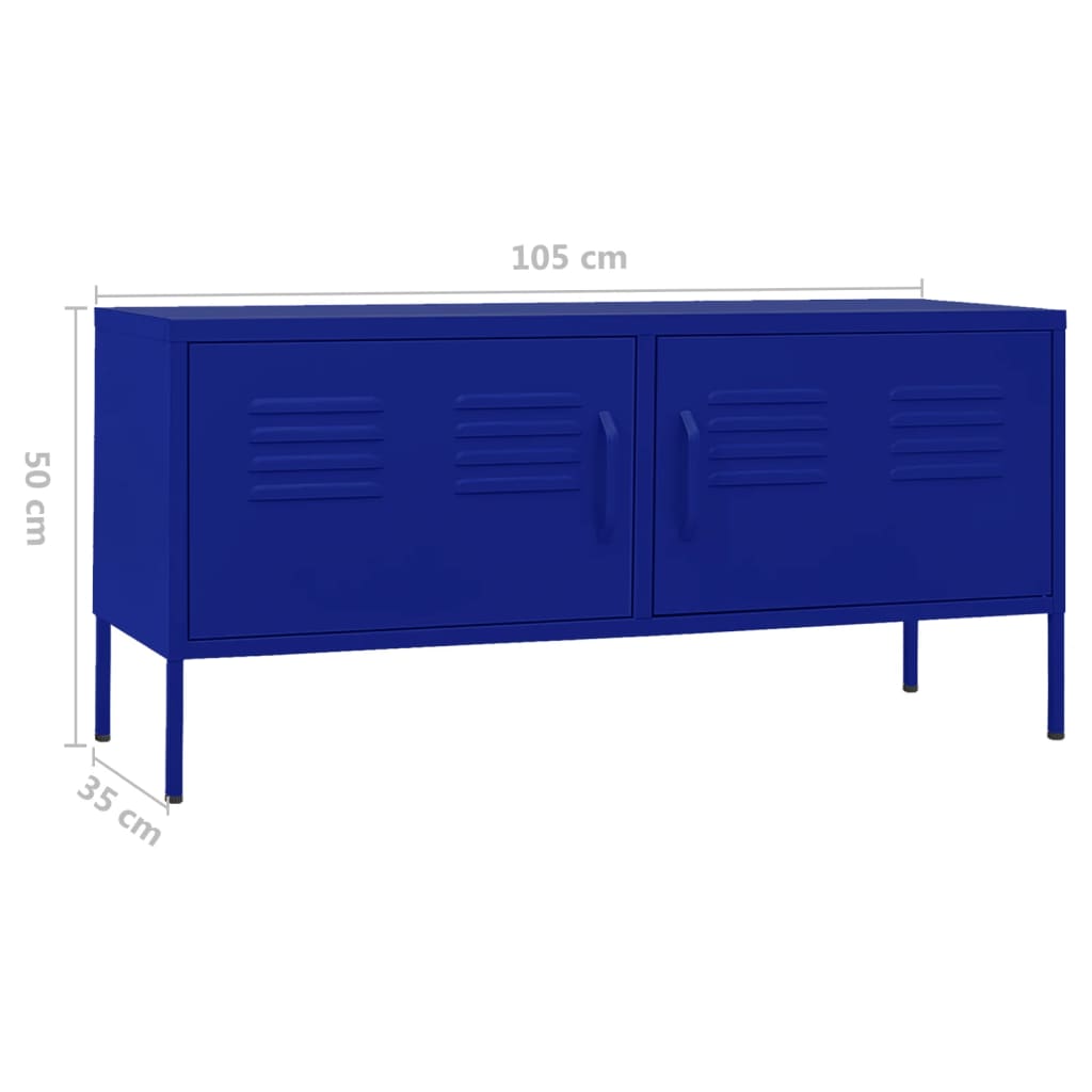 Meuble TV Bleu marine 105x35x50 cm Acier Meubles TV vidaXL   