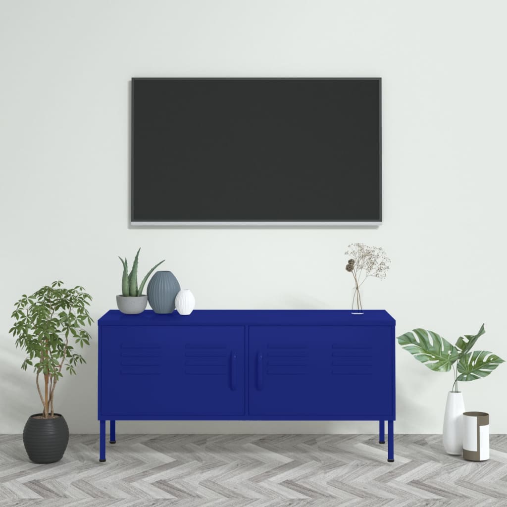 Meuble TV Bleu marine 105x35x50 cm Acier Meubles TV vidaXL   
