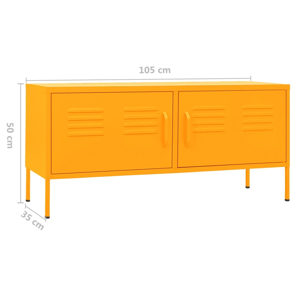 Meuble TV Jaune moutarde 105x35x50 cm Acier Meubles TV vidaXL   