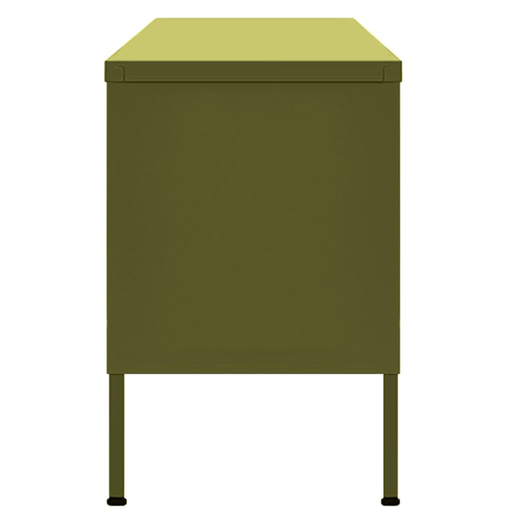 Meuble TV Vert olive 105x35x50 cm Acier Meubles TV vidaXL   