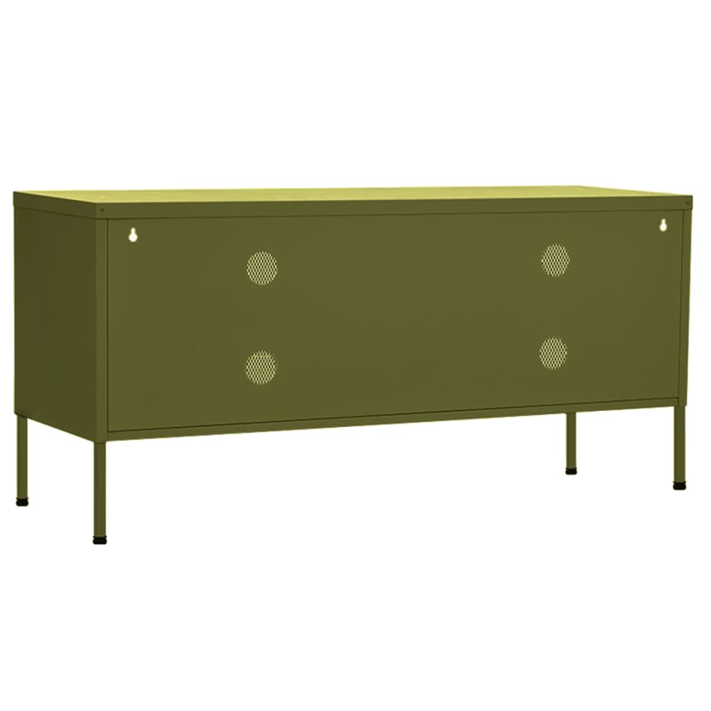 Meuble TV Vert olive 105x35x50 cm Acier Meubles TV vidaXL   