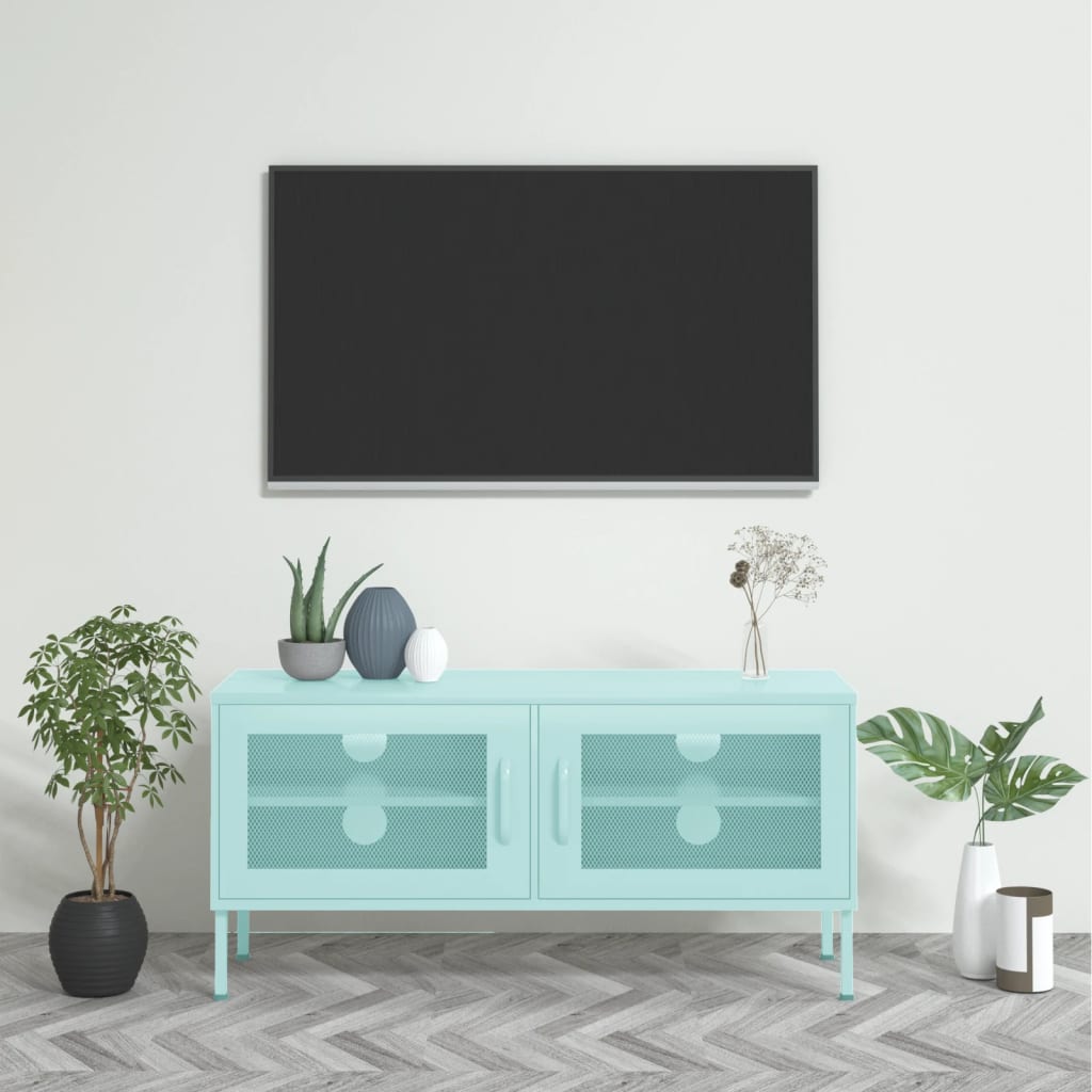 Meuble TV Vert menthe 105x35x50 cm Acier Meubles TV vidaXL   