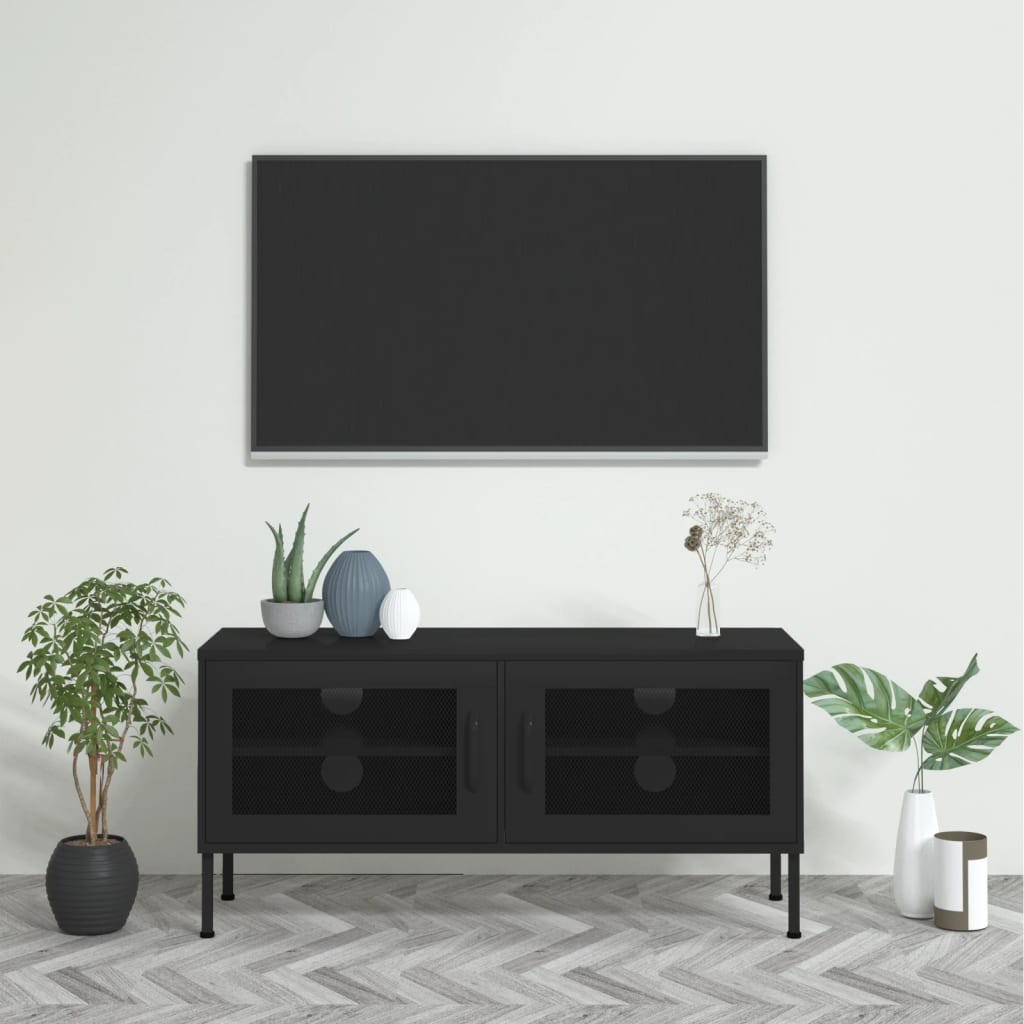 Meuble TV Noir 105x35x50 cm Acier - XIOS