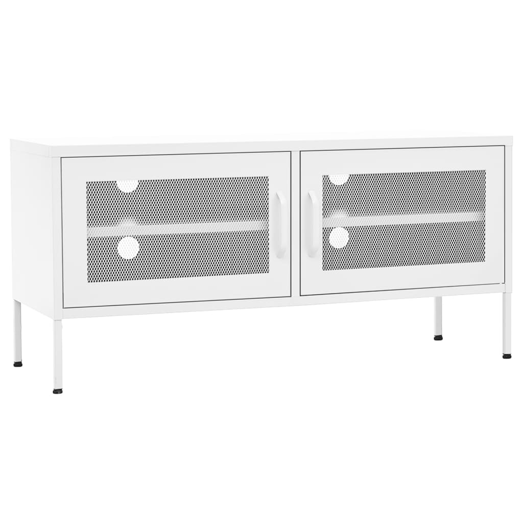 Meuble TV Blanc 105x35x50 cm Acier - XIOS