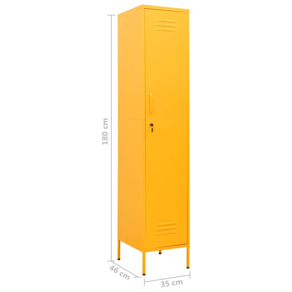 Armoire à casiers Jaune moutarde 35x46x180 cm Acier