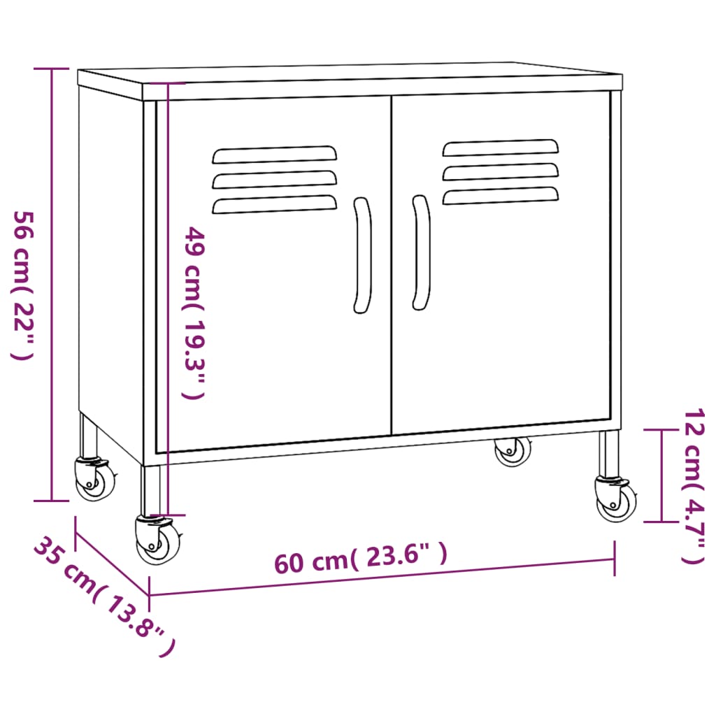 Armoire de rangement Jaune moutarde 60x35x56 cm Acier