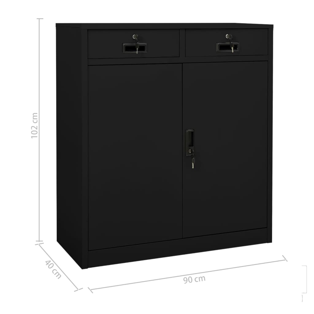 Armoire de bureau Noir 90x40x102 cm Acier - XIOS