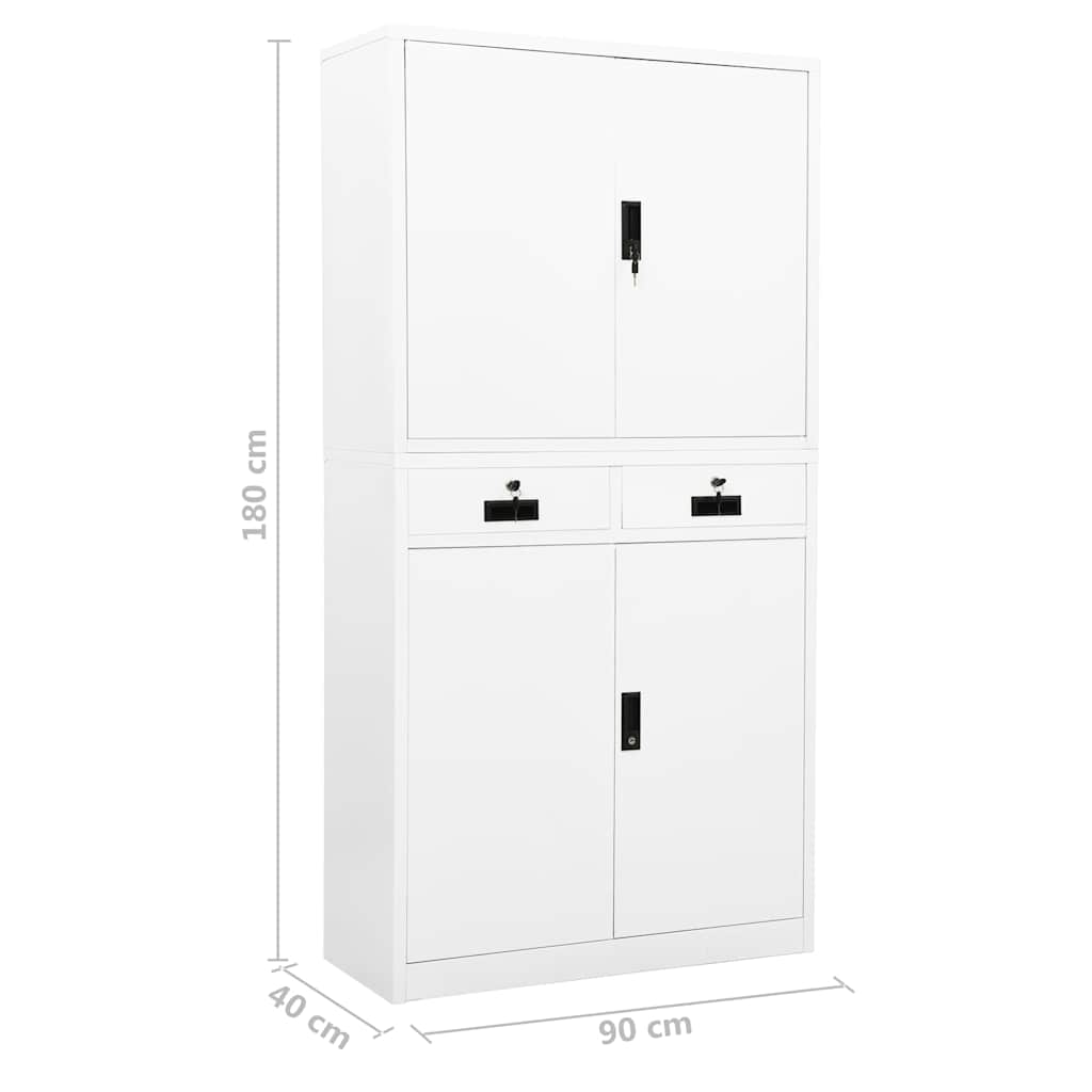 Armoire de bureau Blanc 90x40x180 cm Acier - XIOS