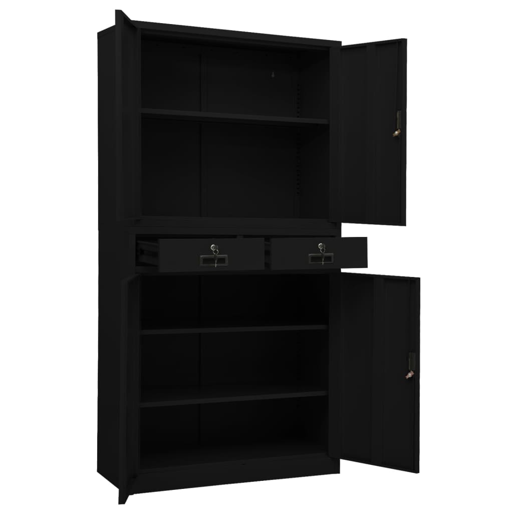 Armoire de bureau Noir 90x40x180 cm Acier - XIOS