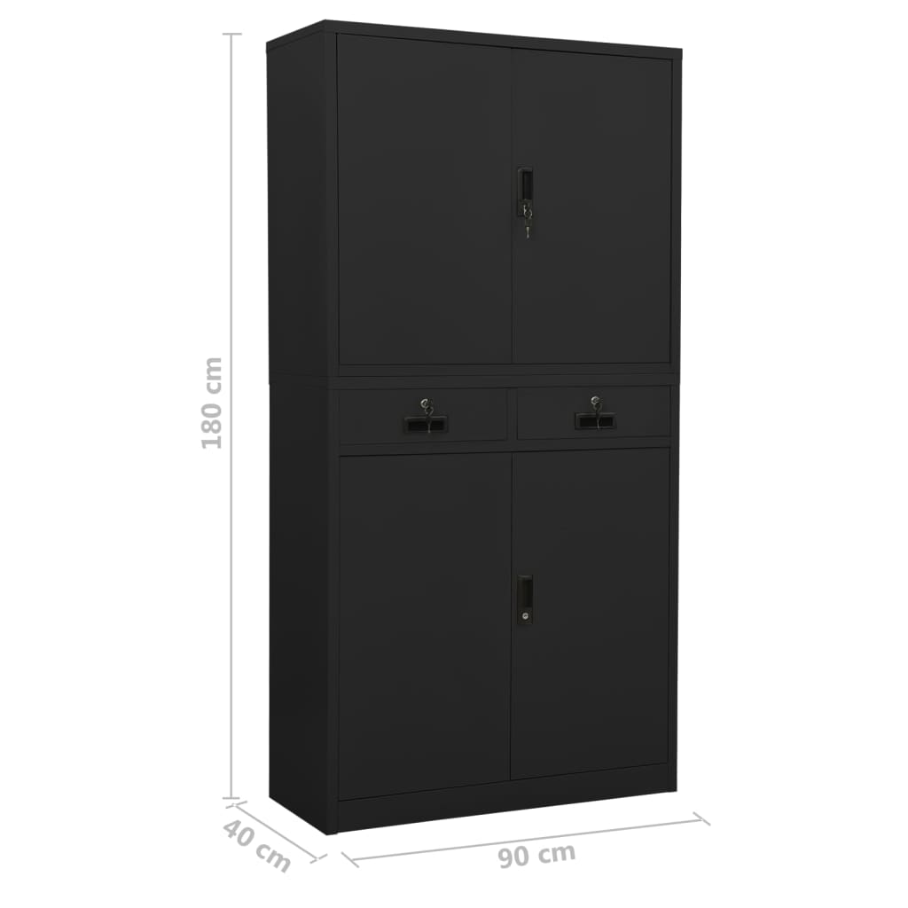 Armoire de bureau Anthracite 90x40x180 cm Acier - XIOS