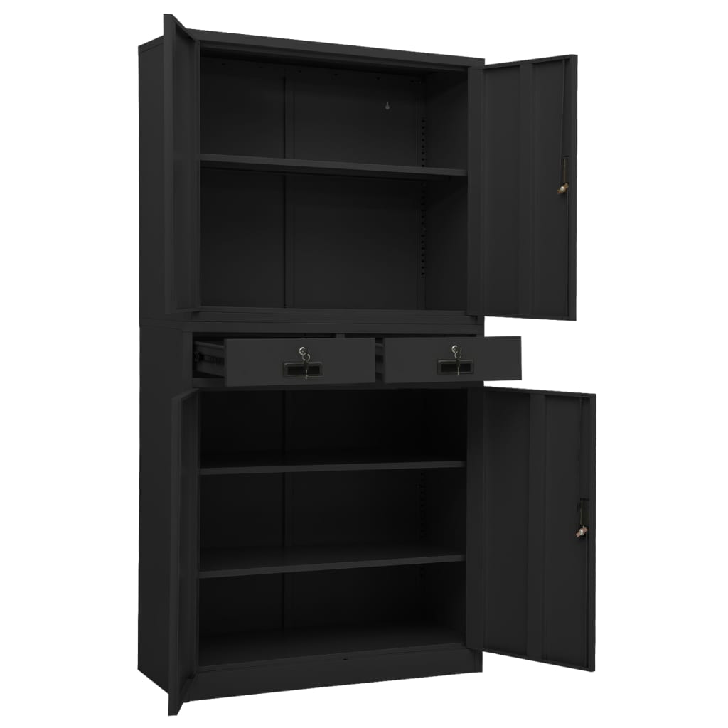 Armoire de bureau Anthracite 90x40x180 cm Acier - XIOS