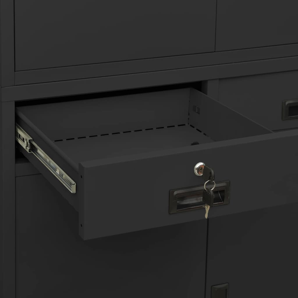 Armoire de bureau Anthracite 90x40x180 cm Acier - XIOS