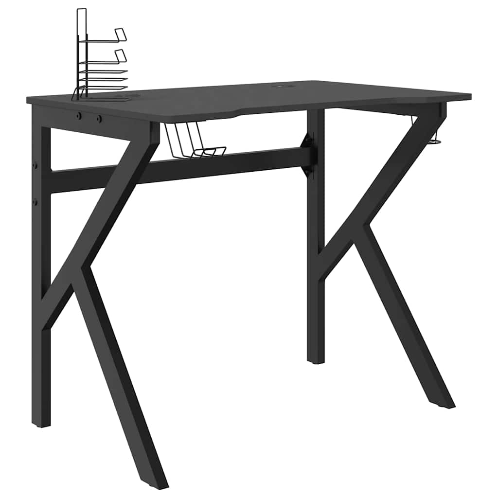Bureau de jeu avec pieds en forme de K Noir 90x60x75 cm - XIOS