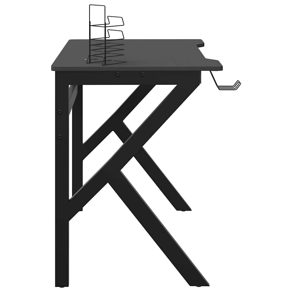 Bureau de jeu avec pieds en forme de K Noir 90x60x75 cm - XIOS