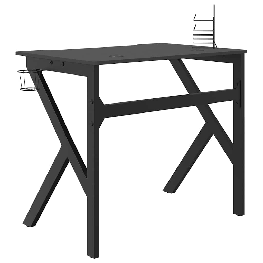 Bureau de jeu avec pieds en forme de K Noir 90x60x75 cm - XIOS