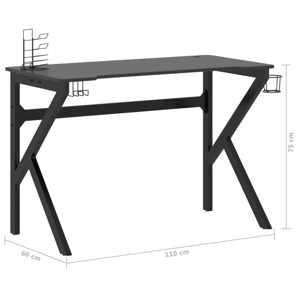 Bureau de jeu avec pieds en forme de K Noir 110x60x75 cm Bureaux vidaXL   