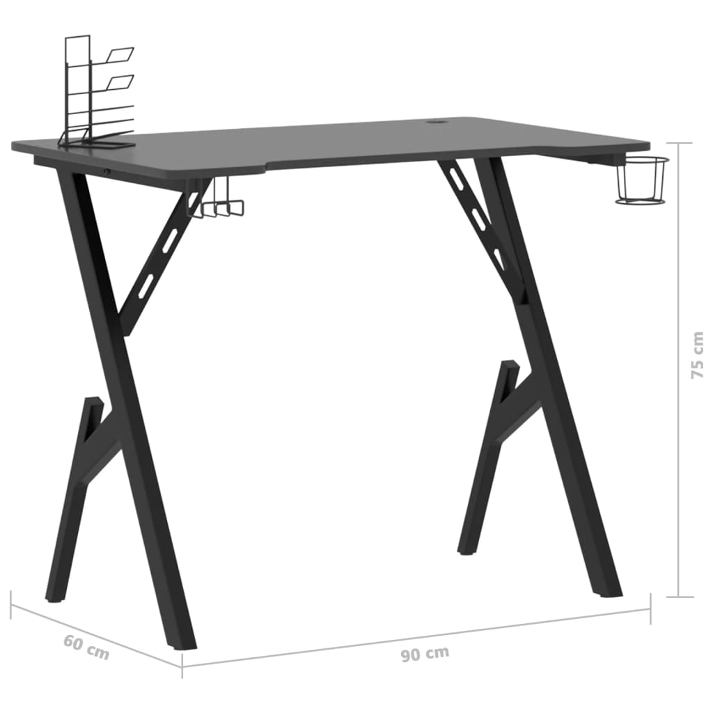 Bureau de jeu avec pieds en forme de Y Noir 90x60x75 cm Bureaux vidaXL   