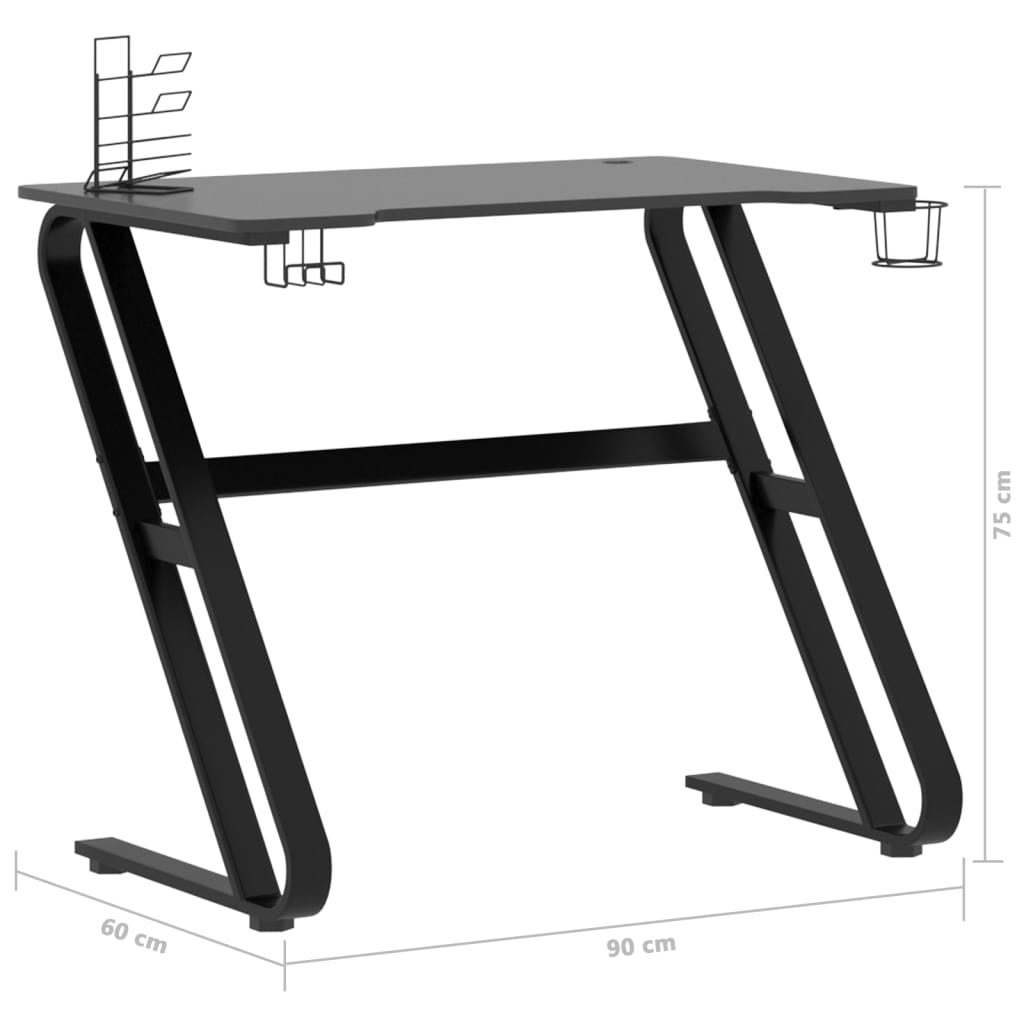Bureau de jeu avec pieds en forme de ZZ Noir 90x60x75 cm Bureaux vidaXL   