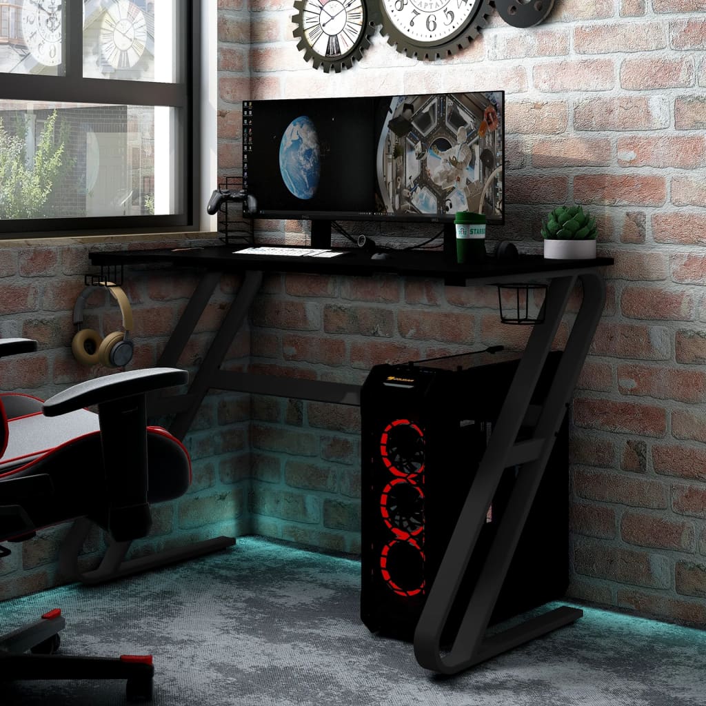 Bureau de jeu avec pieds en forme de ZZ Noir 90x60x75 cm Bureaux vidaXL   