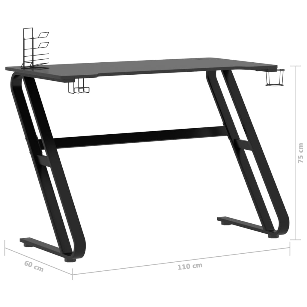 Bureau de jeu avec pieds en forme de ZZ Noir 110x60x75 cm Bureaux vidaXL   