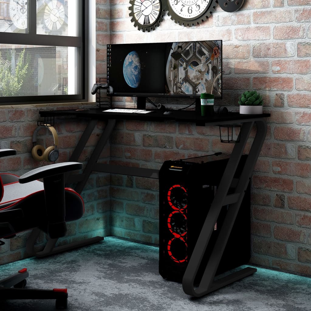 Bureau de jeu avec pieds en forme de ZZ Noir 110x60x75 cm Bureaux vidaXL   