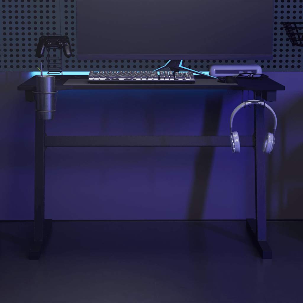 Bureau de jeu à LED en forme de Z noir 110x60x75 cm - XIOS