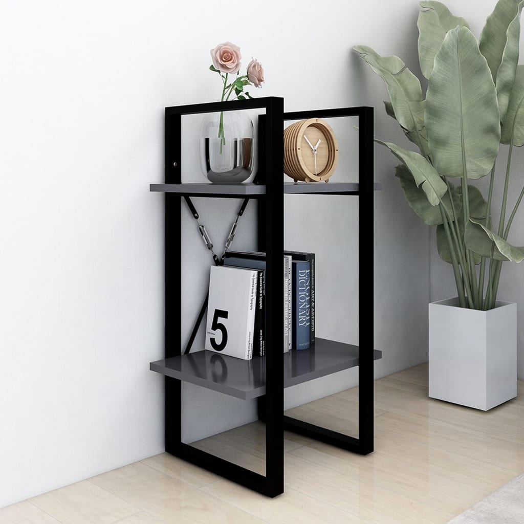 Bibliothèque à 2 niveaux gris 40x30x70 cm bois d'ingénierie - XIOS