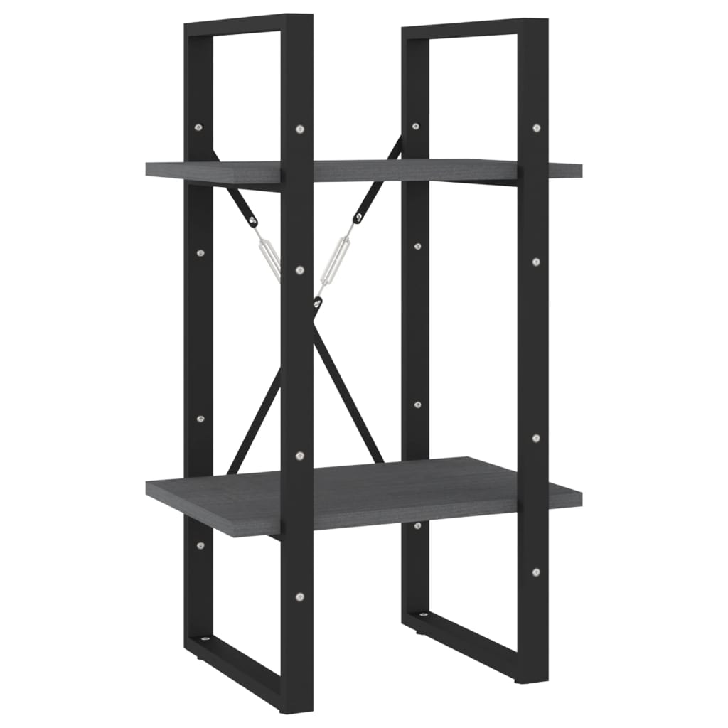 Bibliothèque à 2 niveaux Gris 40x30x70 cm Bois de pin massif - XIOS