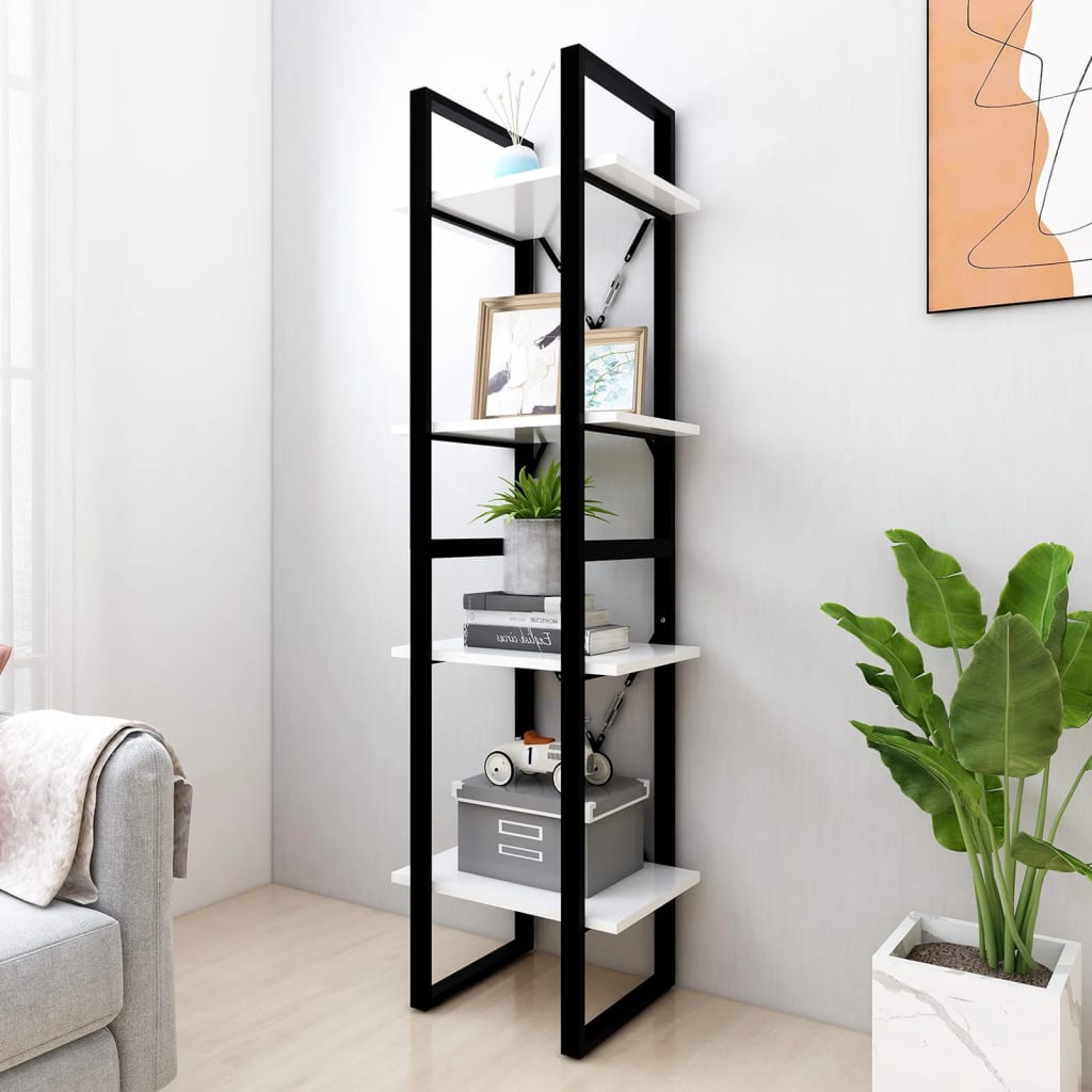 Bibliothèque à 4 niveaux blanc 40x30x140 cm bois d'ingénierie - XIOS