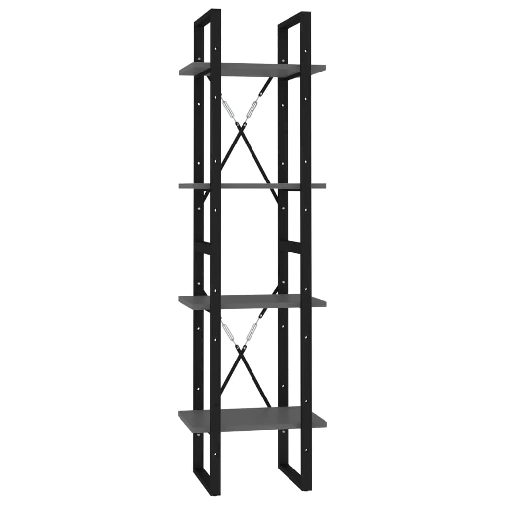 Bibliothèque à 4 niveaux gris 40x30x140 cm bois d'ingénierie - XIOS