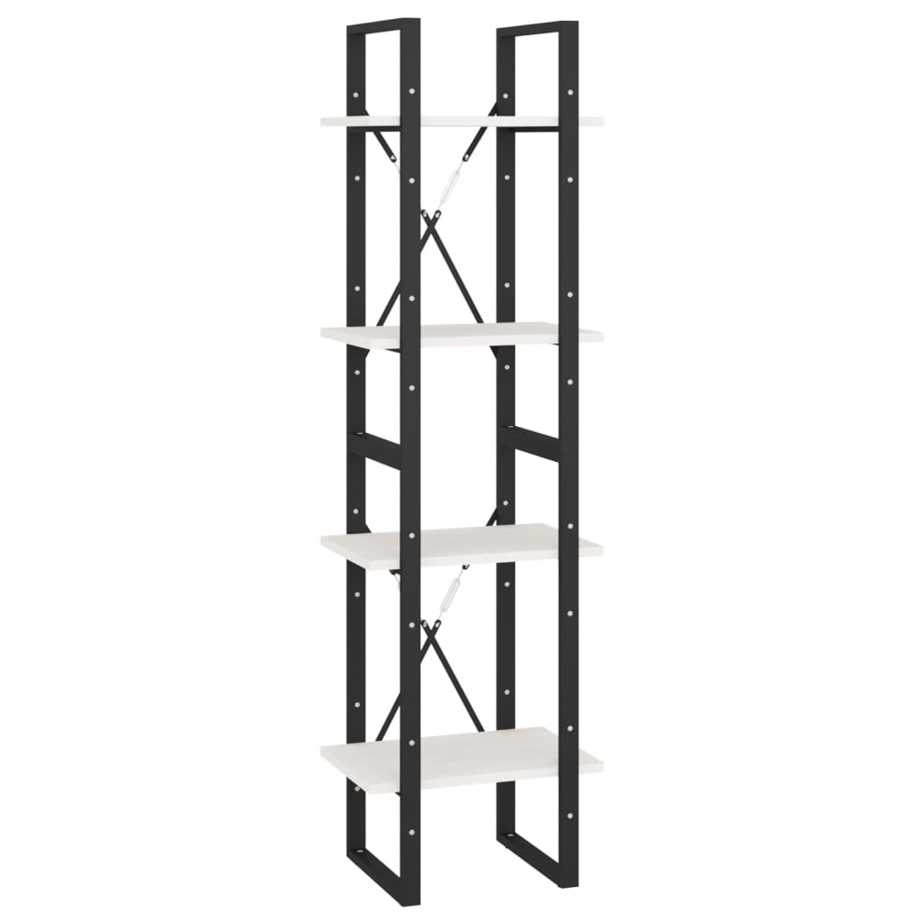 Bibliothèque à 4 niveaux blanc 40x30x140 cm bois de pin massif - XIOS