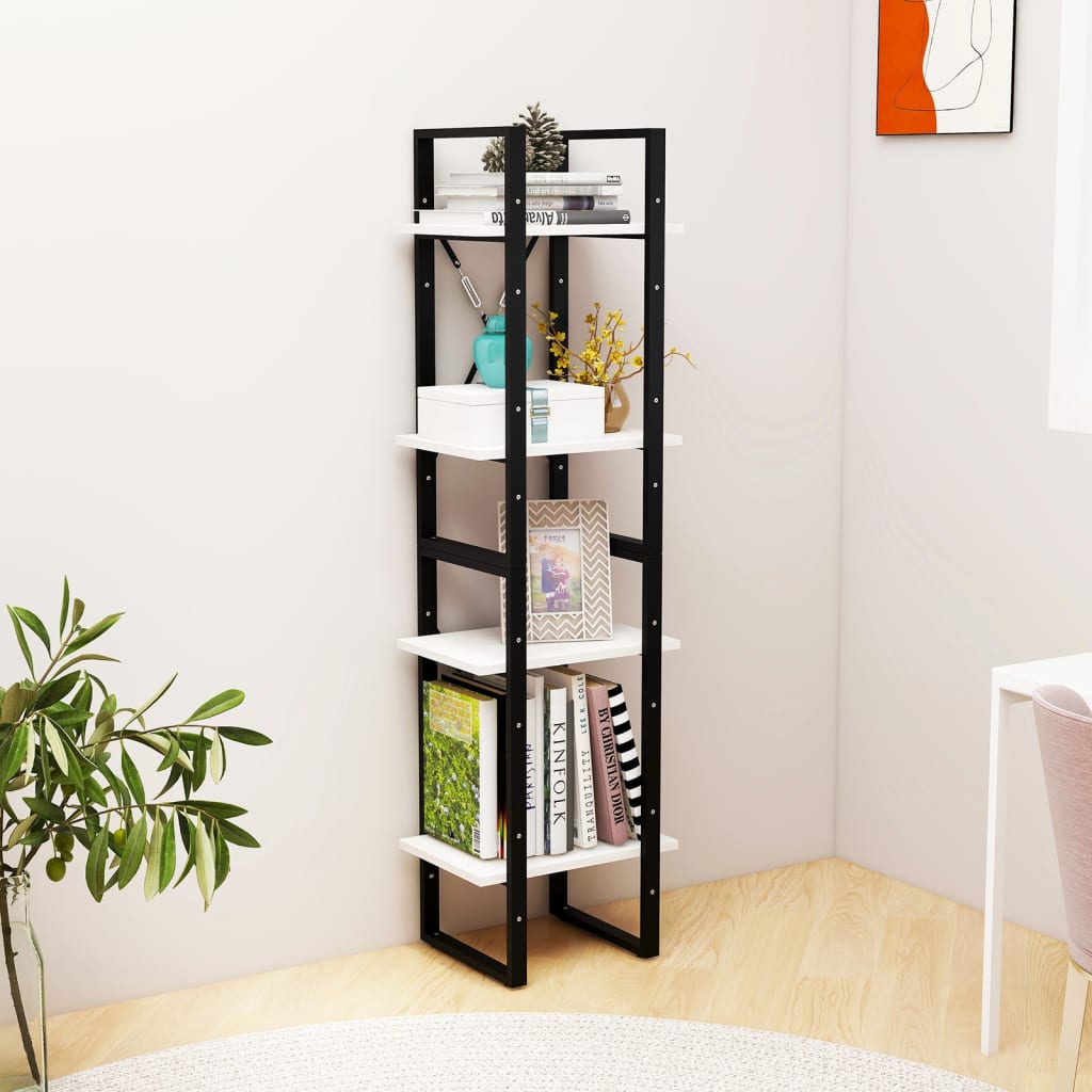 Bibliothèque à 4 niveaux blanc 40x30x140 cm bois de pin massif - XIOS