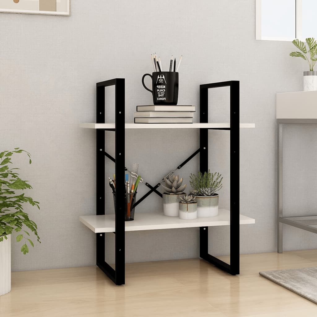Bibliothèque à 2 niveaux Blanc 60x30x70 cm Bois de pin massif - XIOS