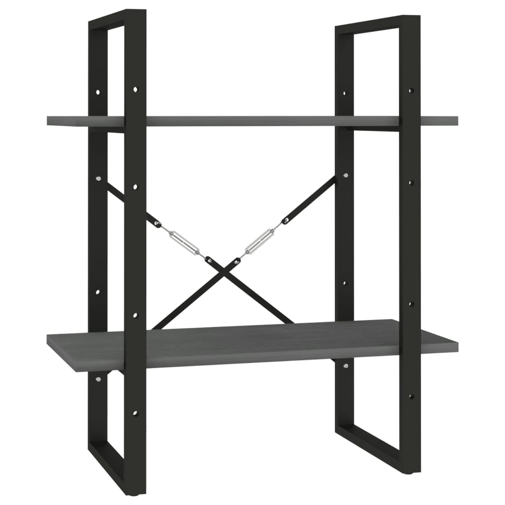 Bibliothèque à 2 niveaux Gris 60x30x70 cm Bois de pin massif - XIOS