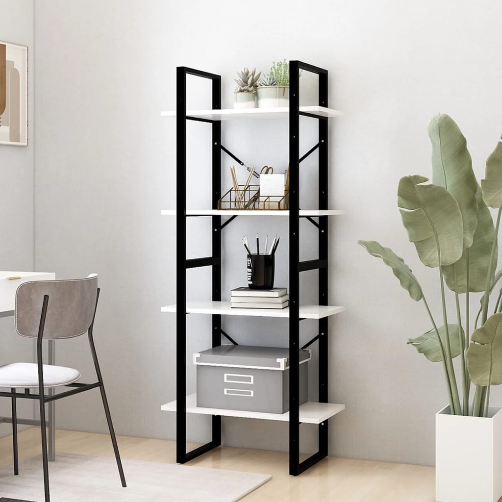 Bibliothèque à 4 niveaux Blanc 60x30x140 cm Bois de pin massif - XIOS