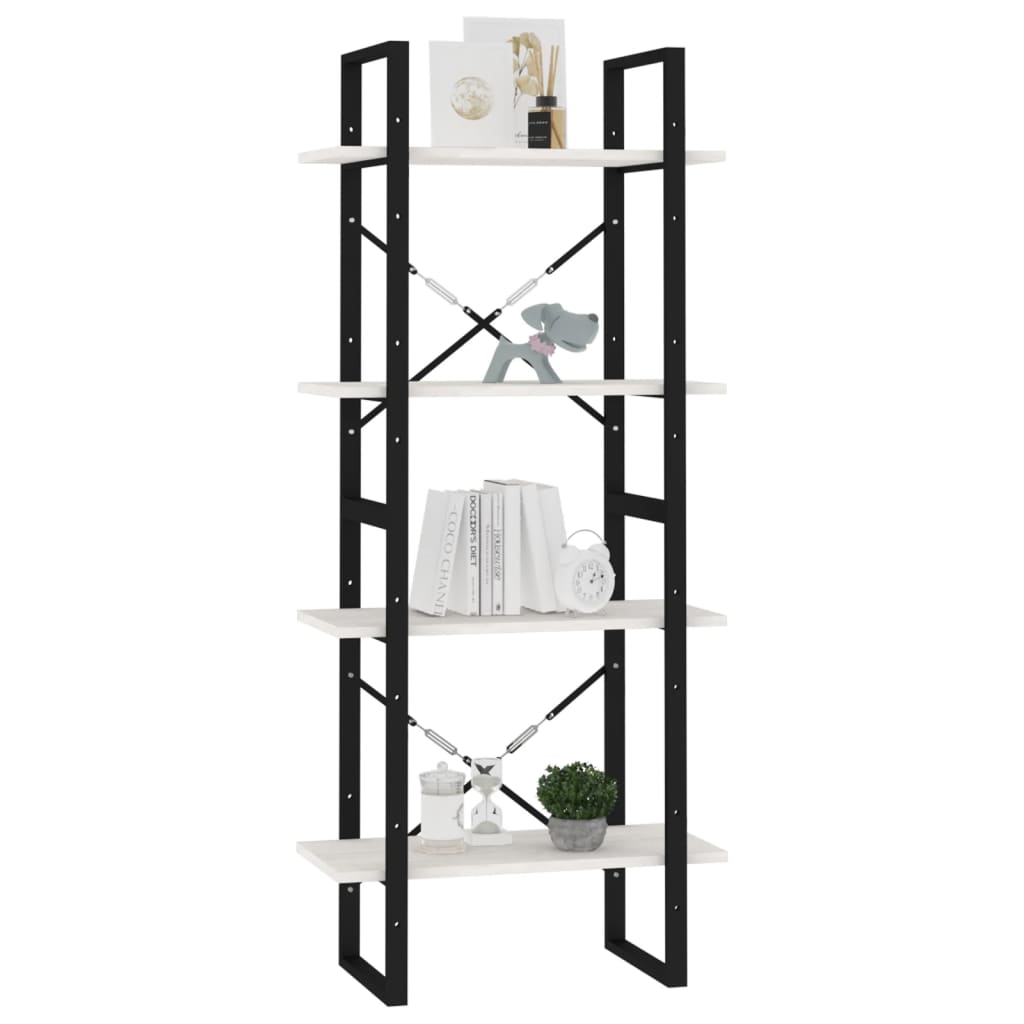 Bibliothèque à 4 niveaux Blanc 60x30x140 cm Bois de pin massif - XIOS