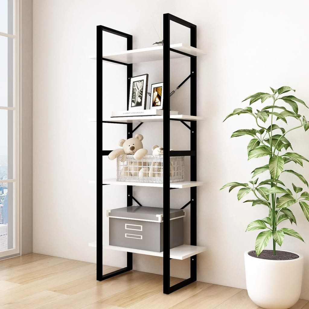Bibliothèque à 4 niveaux Blanc 60x30x140 cm Bois de pin massif - XIOS