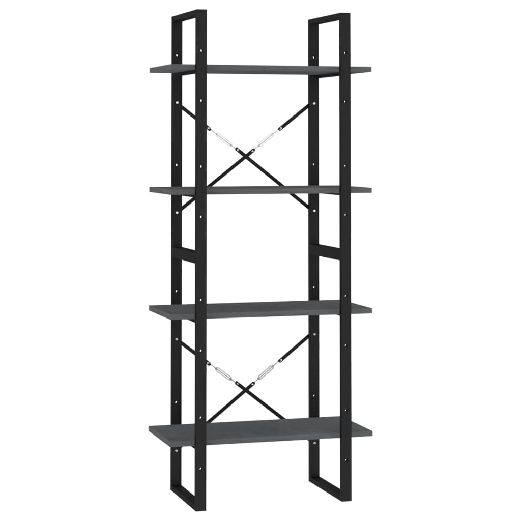 Bibliothèque à 4 niveaux Gris 60x30x140 cm Bois de pin massif - XIOS