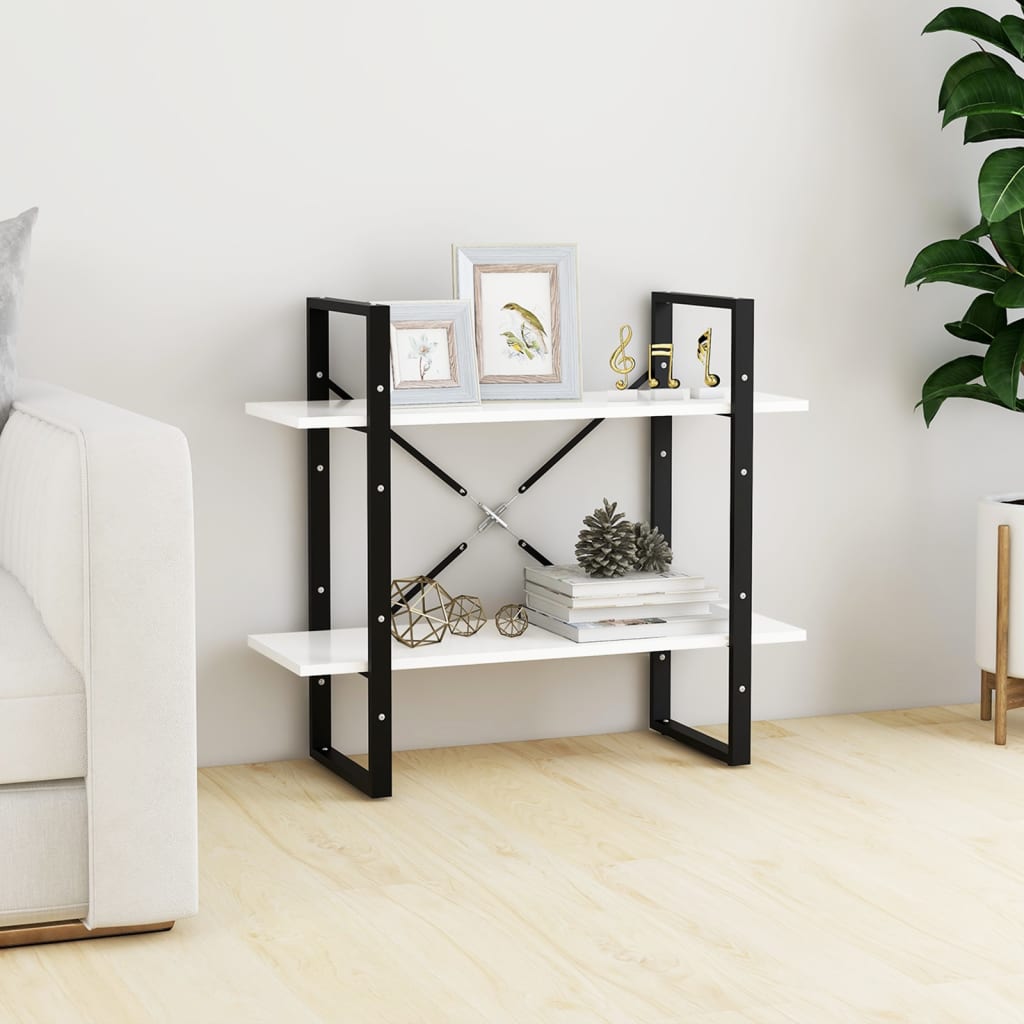 Bibliothèque à 2 niveaux Blanc 80x30x70 cm bois d'ingénierie - XIOS
