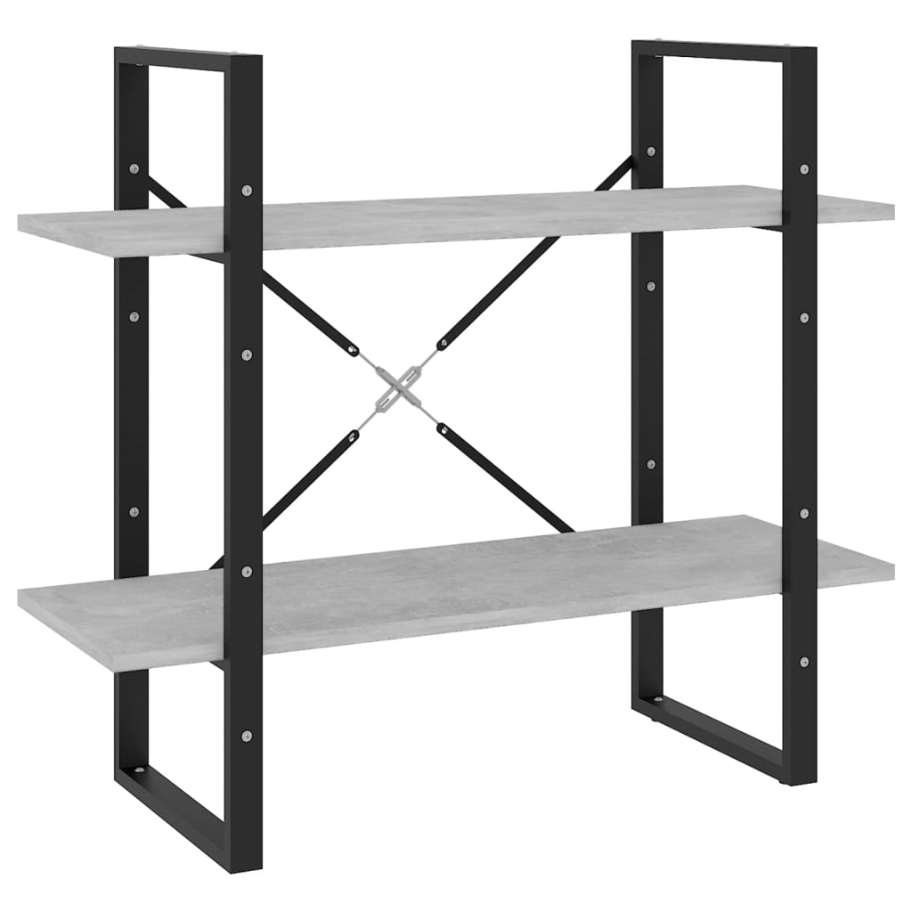 Bibliothèque à 2 niveaux Gris béton 80x30x70 cm bois ingénierie - XIOS