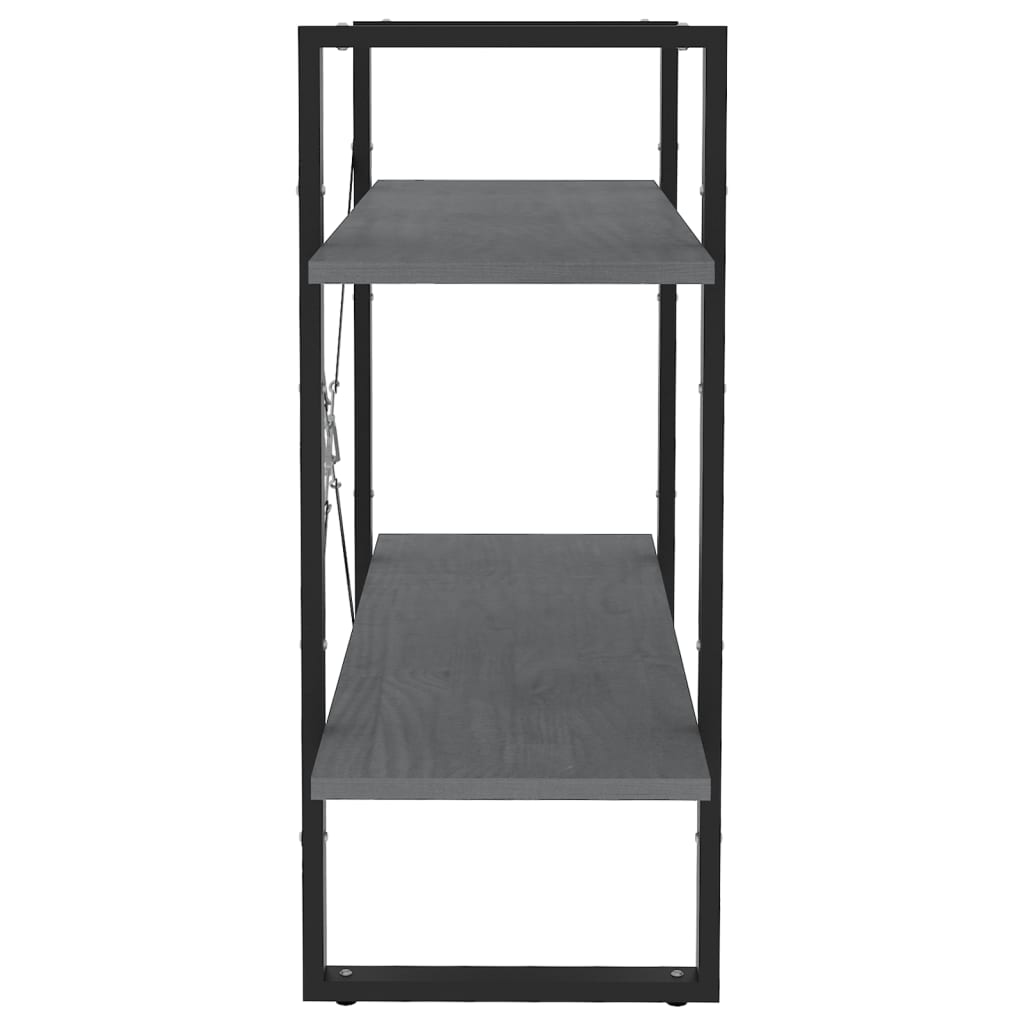Bibliothèque à 2 niveaux Gris 80x30x70 cm Bois de pin massif Bibliothèques vidaXL