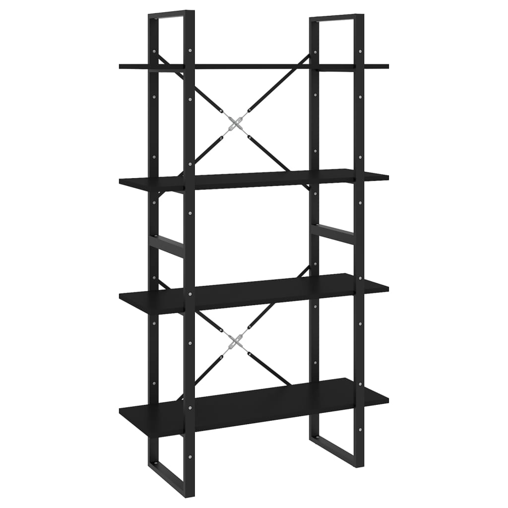 Bibliothèque à 4 niveaux noir 80x30x140 cm bois d'ingénierie - XIOS
