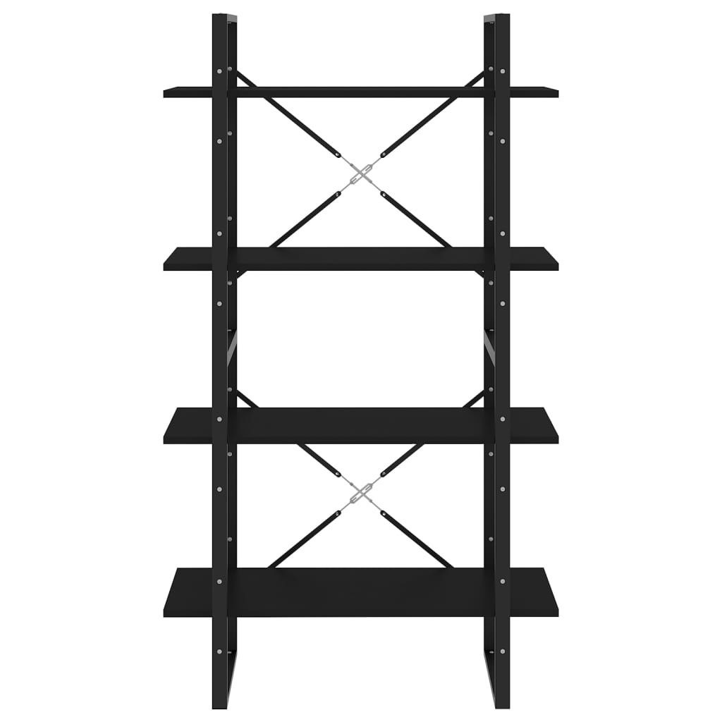 Bibliothèque à 4 niveaux noir 80x30x140 cm bois d'ingénierie - XIOS