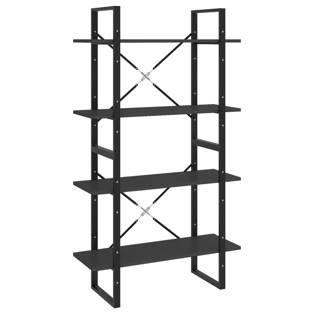 Bibliothèque à 4 niveaux gris 80x30x140 cm bois d'ingénierie - XIOS