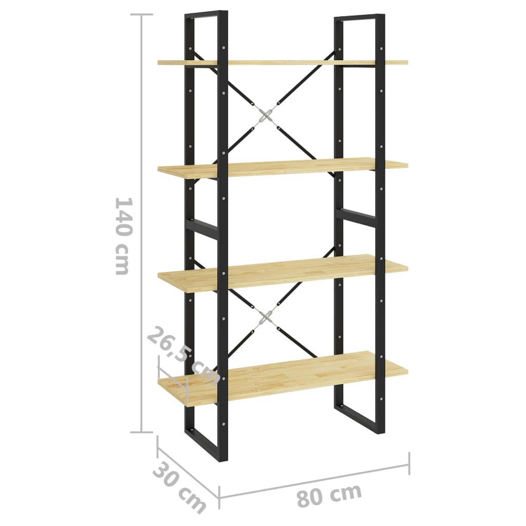 Bibliothèque à 4 niveaux 80x30x140 cm bois de pin massif - XIOS